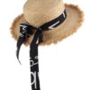 Women's Summer Straw Raffia Woven Print Ribbon Decor Beach Hat