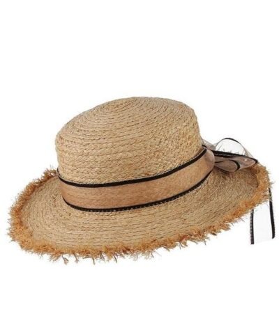 Women's Summer Straw Raffia Woven Ribbon Decor Hat