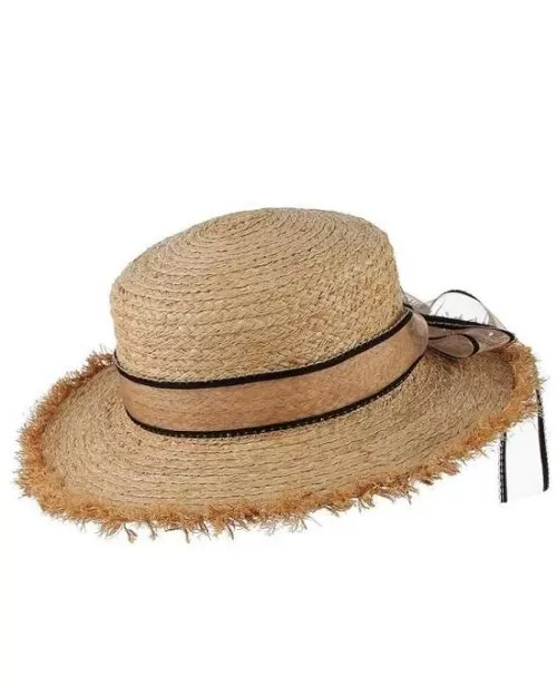 Women's Summer Straw Raffia Woven Ribbon Decor Hat