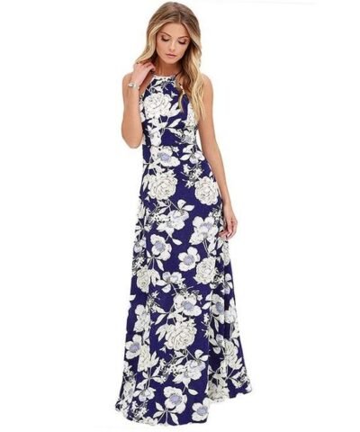 Women's Summer Floral Print Long Maxi Beach Dress