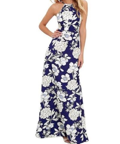 Women's Summer Floral Print Long Maxi Beach Dress