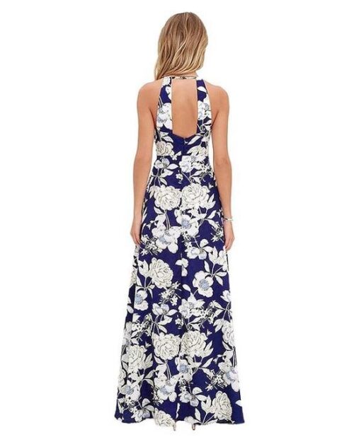 Women's Summer Floral Print Long Maxi Beach Dress