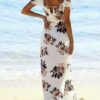 Women's Summer Maxi Dress Sexy Boho Floral Printed Deep V-Neck Beach Long Dresses