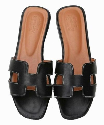 Women's Metallic Leather Slide Sandals