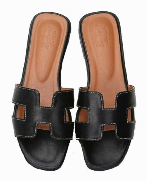 Women's Metallic Leather Slide Sandals