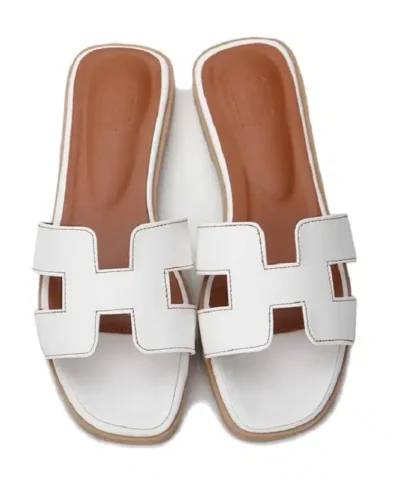 Women's Metallic Leather Slide Sandals