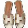 Women's Metallic Leather Slide Sandals