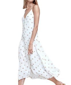 Women's V-Neck Ruffles Print Dot Sleeveless Loose Dress