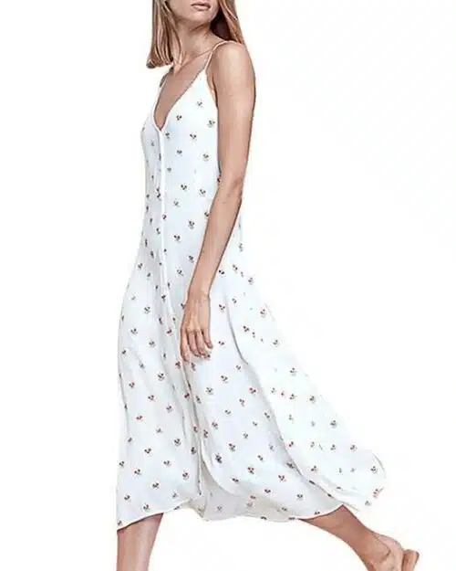 Women's V-Neck Ruffles Print Dot Sleeveless Loose Dress