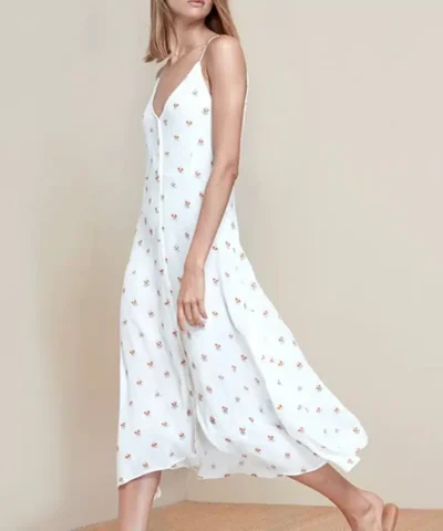 Women's V-Neck Ruffles Print Dot Sleeveless Loose Dress
