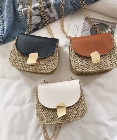 Women's Straw Flap Crossbody Bag