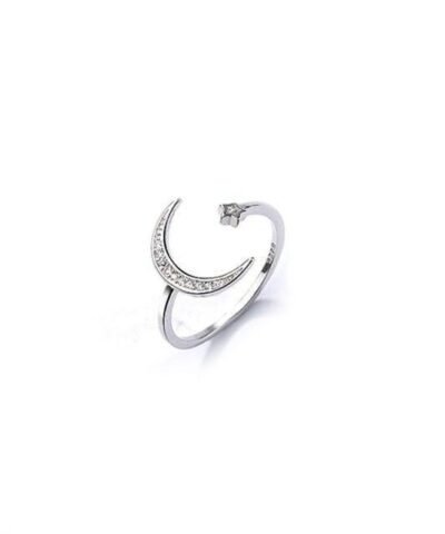 Stroll Girl 925 Silver Stars Moon Ring