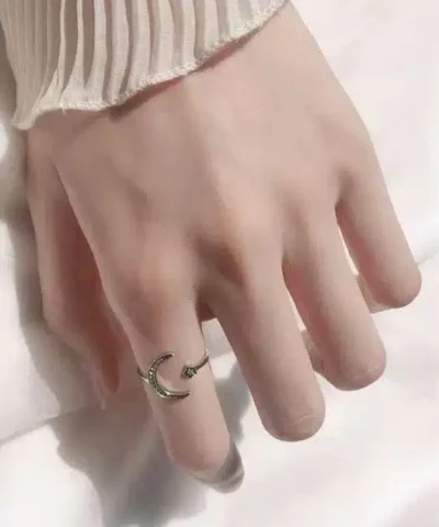 Stroll Girl 925 Silver Stars Moon Ring