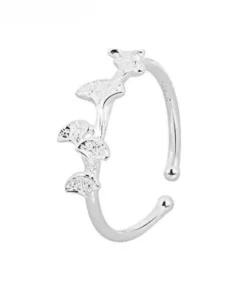 Stroll Girl Sterling Silver Ginkgo Leaf Opening Ring