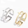 Women's 925 Hipster Double Layer Cross Micro-Inset Opening Ring