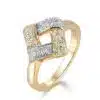 Giemi Cubic Zirconia Paved Stone Gold Cocktail Ring