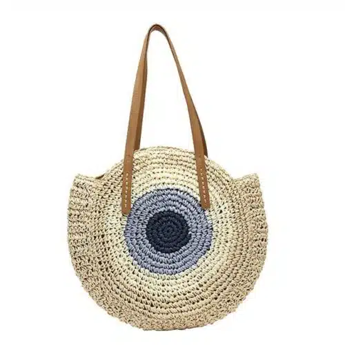 Women's Round Straw Circle Bohemia Totes Bags