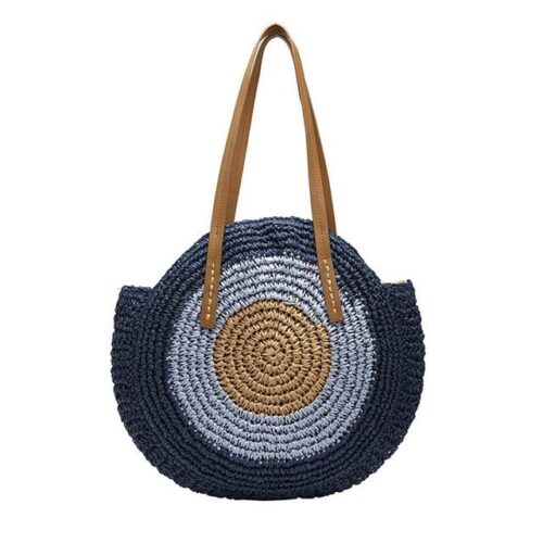 Women's Round Straw Circle Bohemia Totes Bags