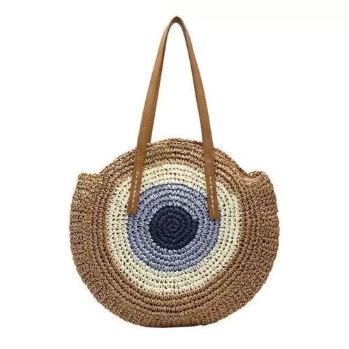 Women's Round Straw Circle Bohemia Totes Bags