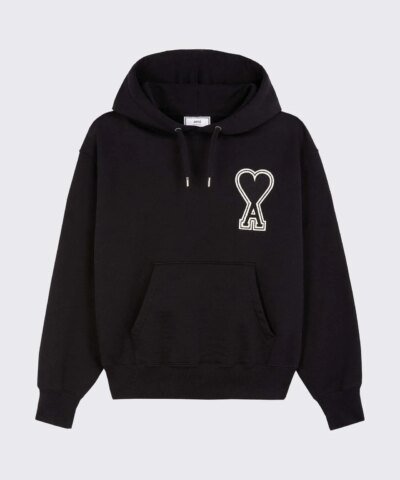 AMI Men's Black De Coeur Hoodie