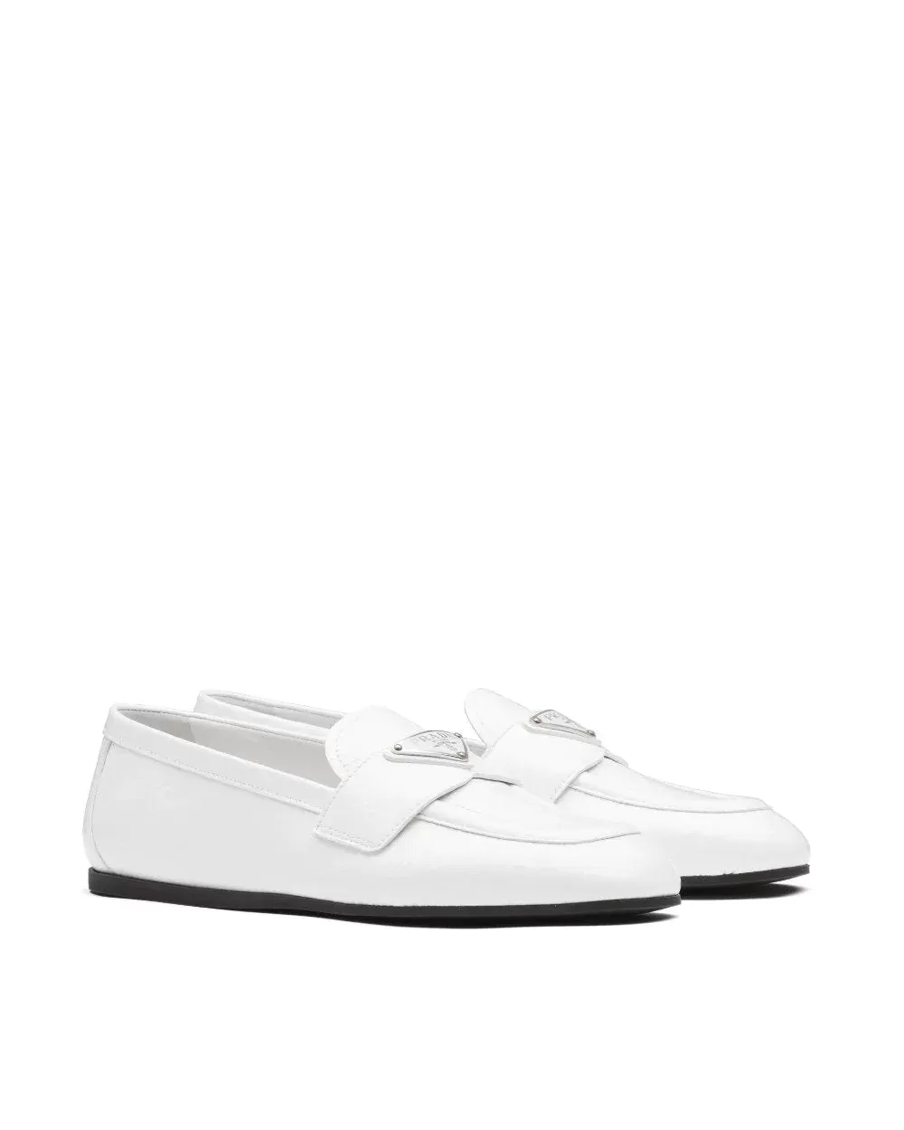 Prada Patent Leather Loafers, White