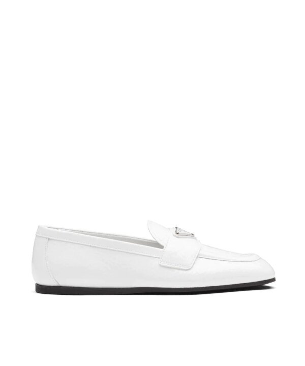 Prada Patent Leather Loafers, White