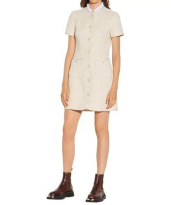 Sandro Taly Tweed Ruffled Collar Dress