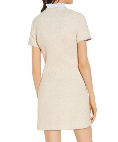 Sandro Taly Tweed Ruffled Collar Dress
