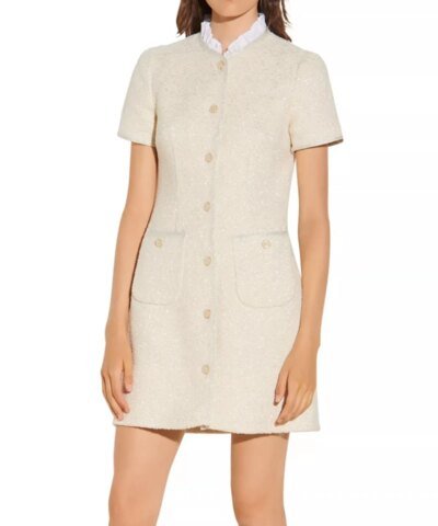 Sandro Taly Tweed Ruffled Collar Dress