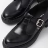Prada Black Brushed-Leather Mary Jane T-Strap Shoes