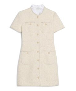 Sandro Taly Tweed Ruffled Collar Dress