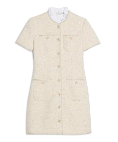 Sandro Taly Tweed Ruffled Collar Dress
