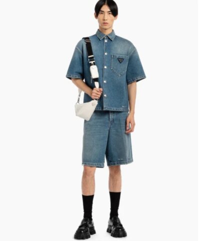 Prada Leather Prada Triangle Shoulder Bag