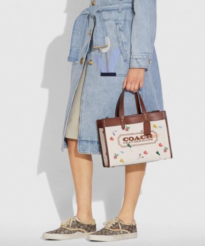 Coach Field Tote 30 With Garden Embroidery Coach Badge