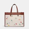 Coach Field Tote 30 With Garden Embroidery Coach Badge