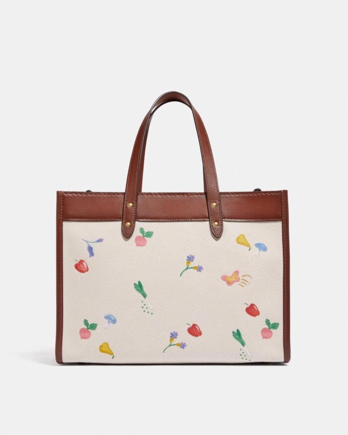 Coach Field Tote 30 With Garden Embroidery Coach Badge
