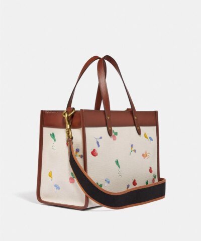 Coach Field Tote 30 With Garden Embroidery Coach Badge