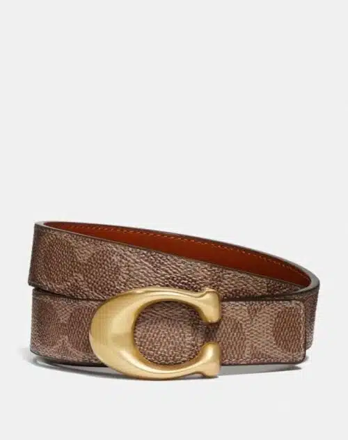 Coach Sculpted Signature Reversible Belt In Signature Canvas