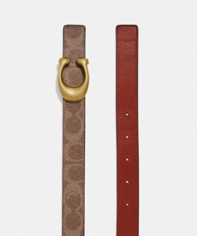 Coach Sculpted Signature Reversible Belt In Signature Canvas