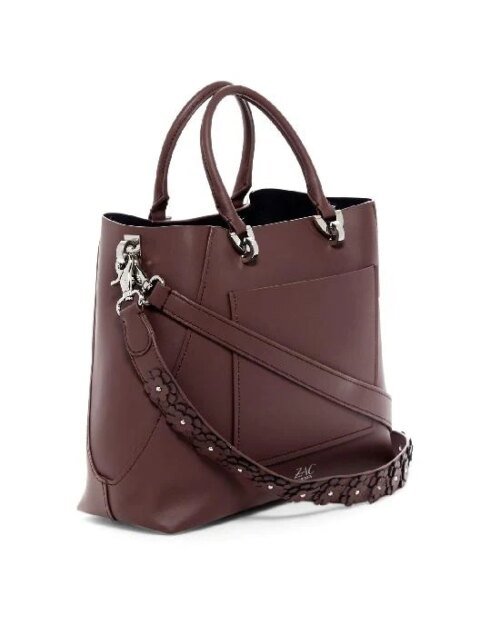 ZAC Zac Posen ETA Large Purple Leather Satchel Handbag