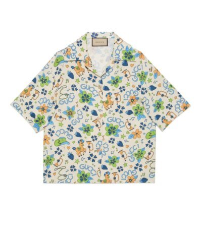 Gucci Retro Flower Print Viscose Shirt