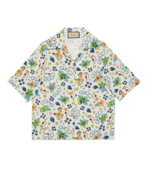 Gucci Retro Flower Print Viscose Shirt