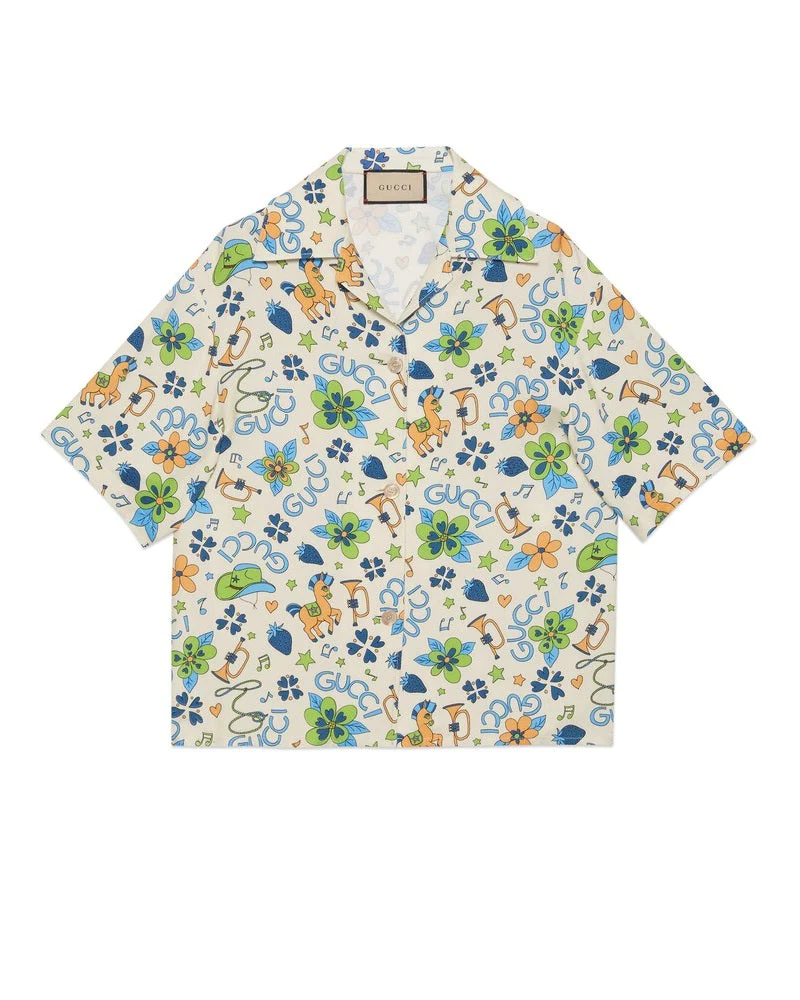 Gucci Retro Flower Print Viscose Shirt