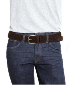 CANALI Braided Leather & Cotton Belt