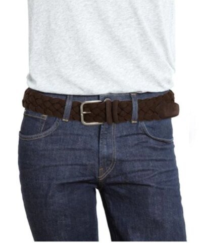 CANALI Braided Leather & Cotton Belt