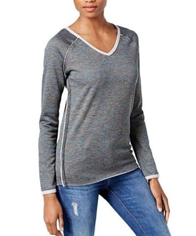 KUT from the Kloth Women's Exposed Seam V-Neck Long Sleeve Sweatshirt