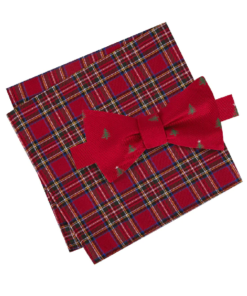 Tommy Hilfiger Men's Tree Print Bow Tie & Royal Stewart Tartan Pocket Square Set