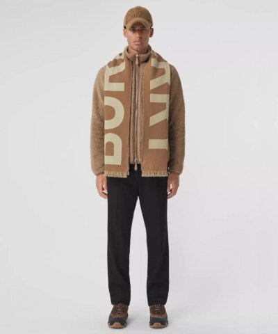Burberry Men's Logo Wool Jacquard Scarf