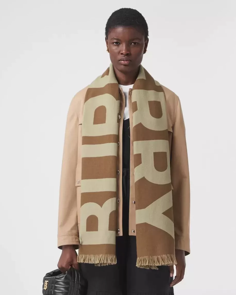 Burberry Women's Logo Wool Jacquard Scarf