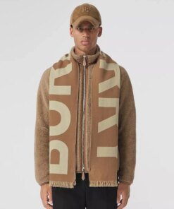 Burberry Men's Logo Wool Jacquard Scarf